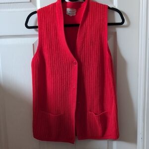 Vibrant Red Women's Cardigan Vest